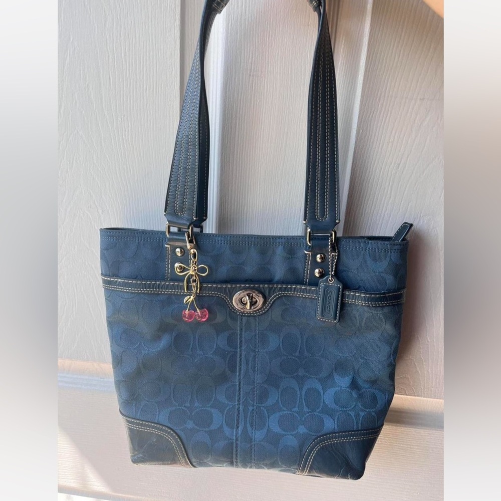 Coach Navy Blue Signature Tote